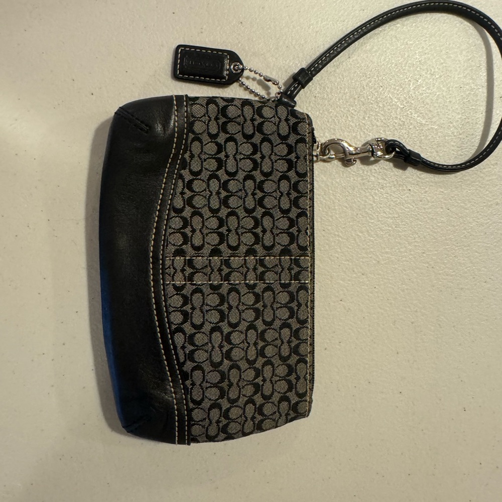 Coach Black and Gray Signature Wristlet